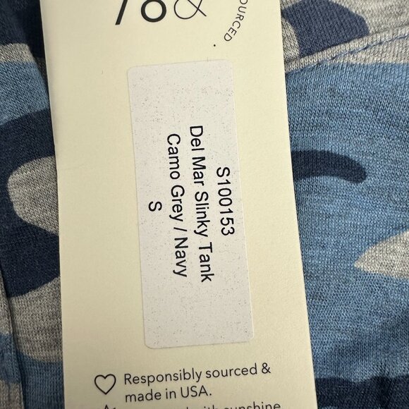 78 & Sunny Del Mar Slinky Tank Camo Grey/Navy Size S Racerback Womens Top - Picture 3 of 8